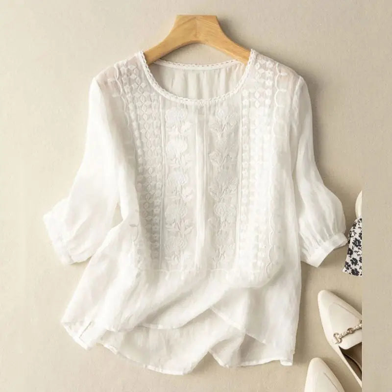 Stilla | Broderet Afslappet Bluse
