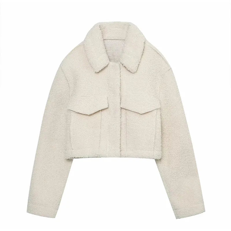 Stilla | Dame teddyjakke i cropped snit
