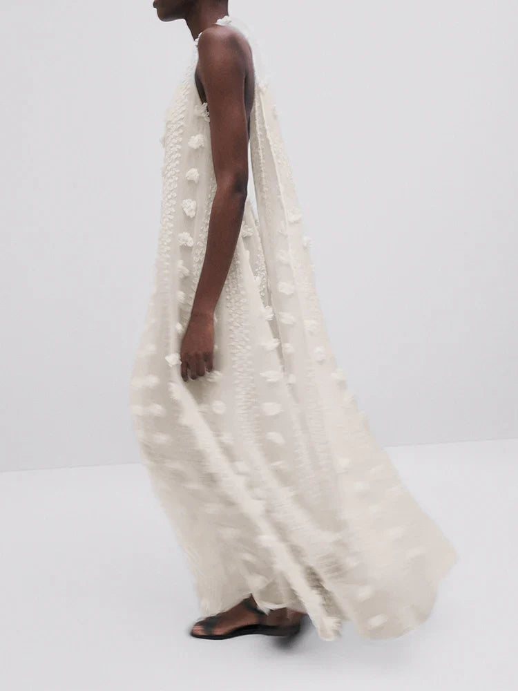 Stilla | Elegant Lang Broderet Kjole