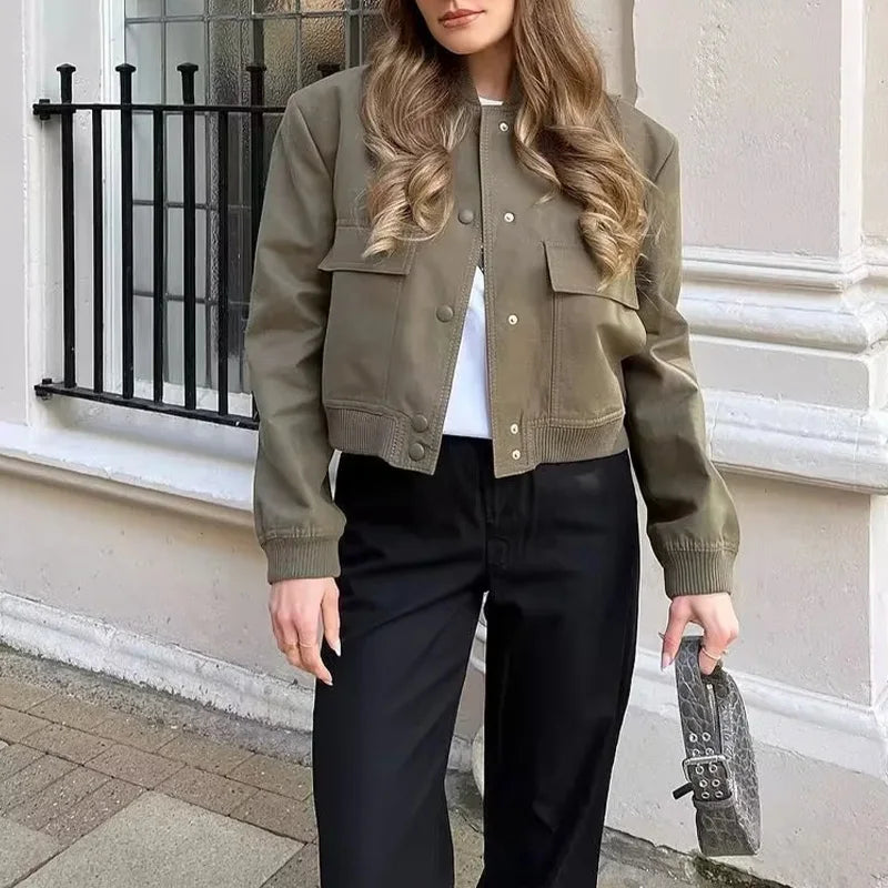 Stilla | Cropped Bomberjakke i Satin