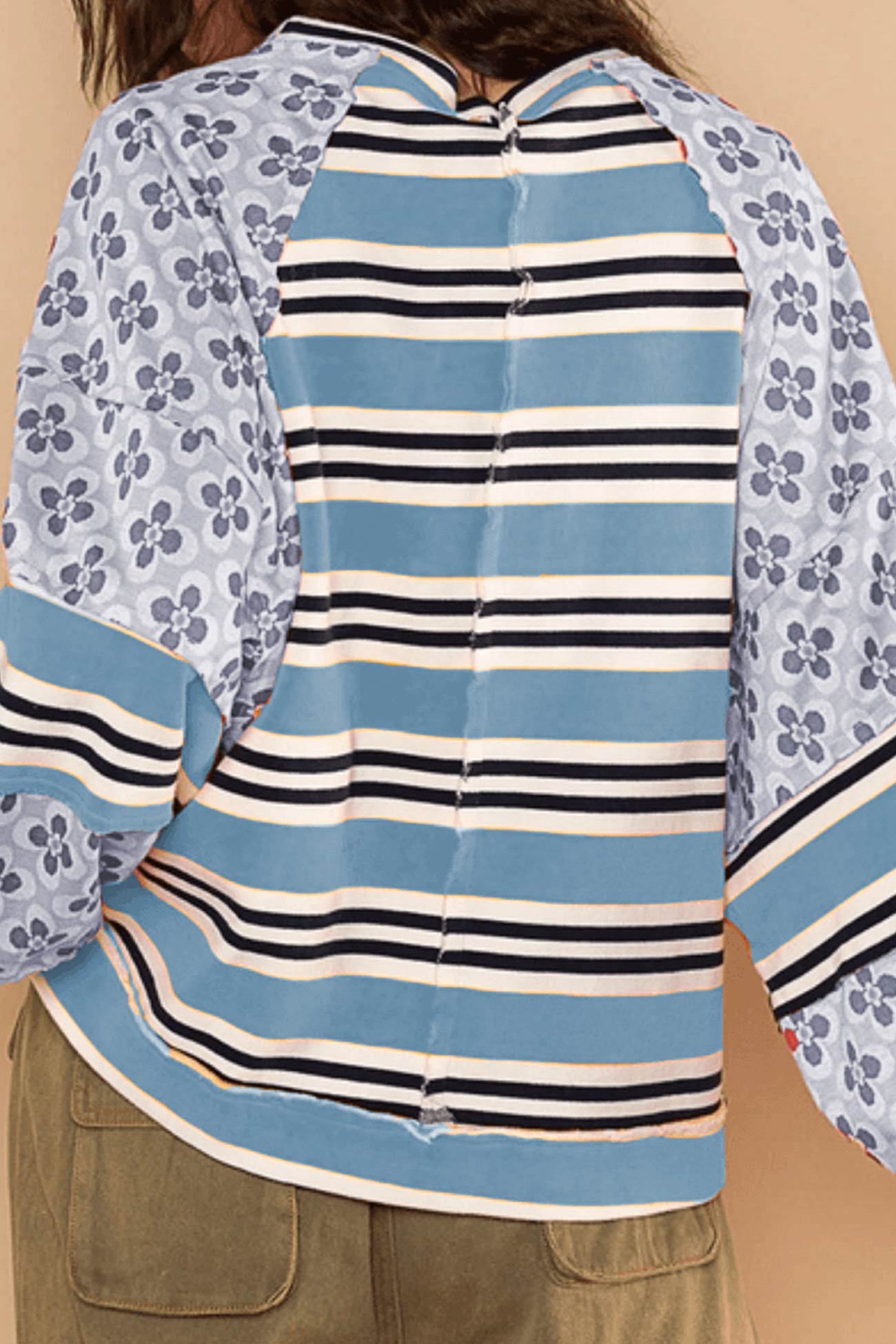 Stilla | Stribet bomulds sweatjacke med blomstermønster