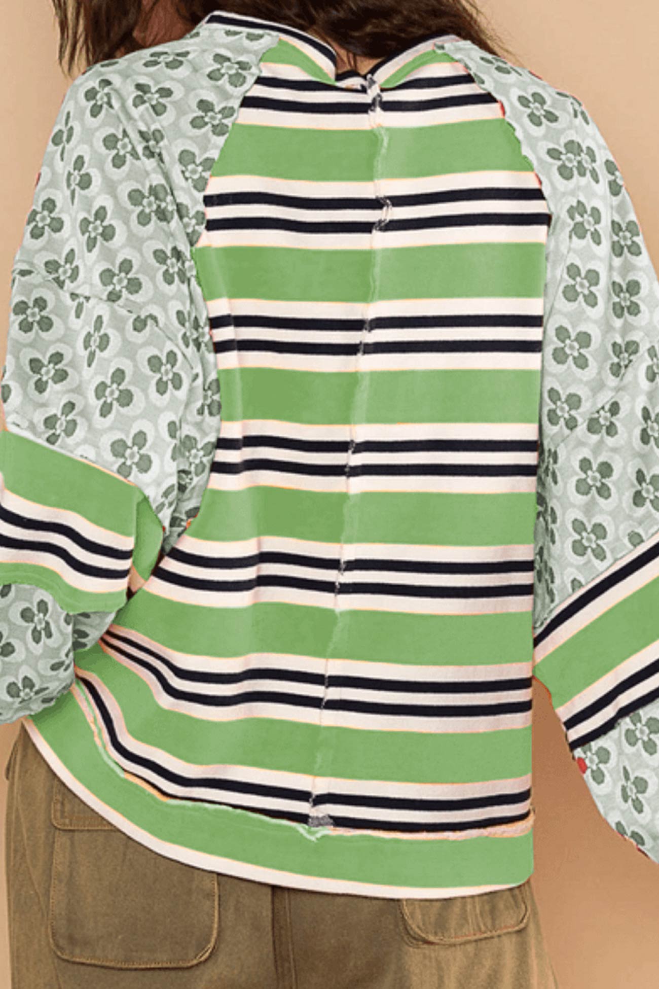 Stilla | Stribet bomulds sweatjacke med blomstermønster