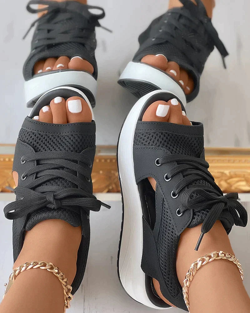 Stilla | Orthopædiske Muffin Sandaler Med Udsnit Og Snøring