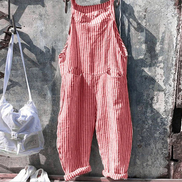 Stilla | Stribet Baggy Jumpsuit I Vintage Look