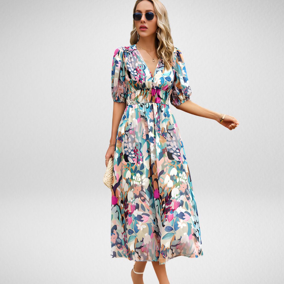 Stilla | Tidløs Elegant Kjole Med Spids Halsudskæring En Klassiker, Der Aldrig Går Af Mode!