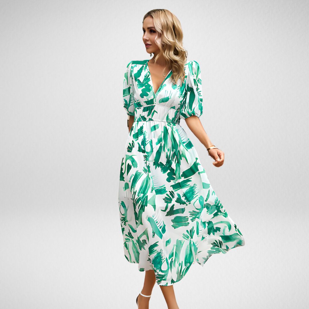 Stilla | Tidløs Elegant Kjole Med Spids Halsudskæring En Klassiker, Der Aldrig Går Af Mode!