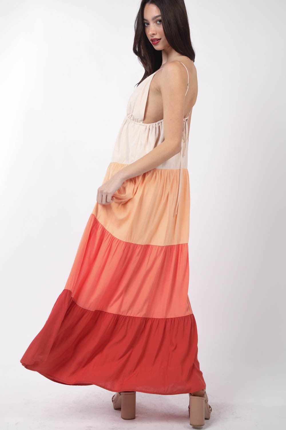Stilla | J Farveblok Tiered Maxi Cami Kjole