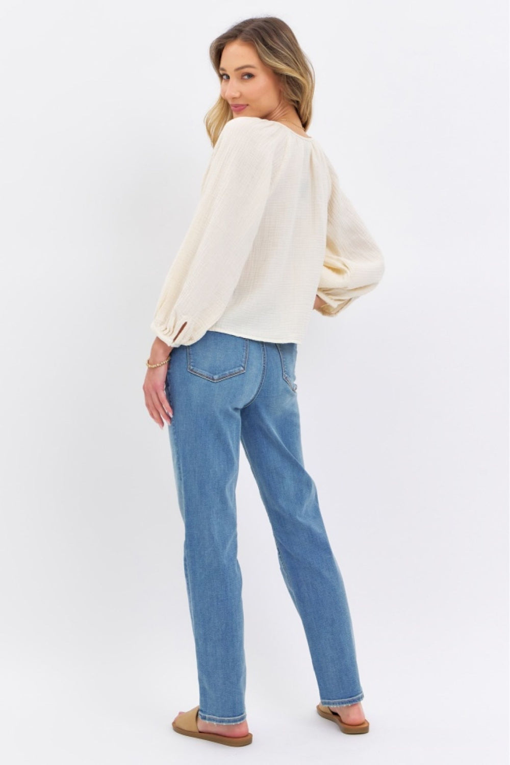 Stilla | Blå Fuld Størrelse Høj Talje Straight Jeans
