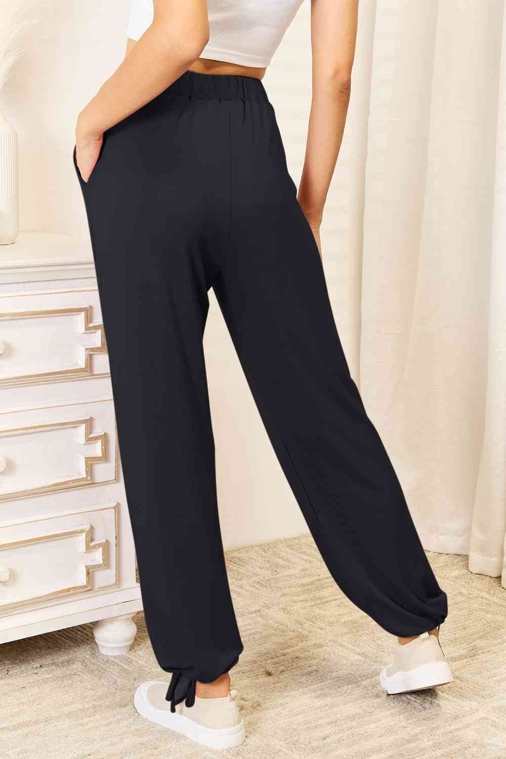 Stilla | Bae Full Size Blødt Rayon Drawstring Talje Bukser Med Lommer