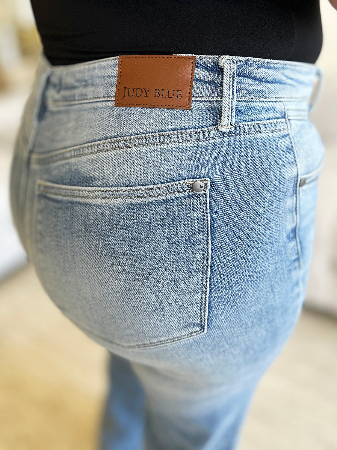 Stilla | Blå Fuld Størrelse Høj Talje Bred Ben Jeans