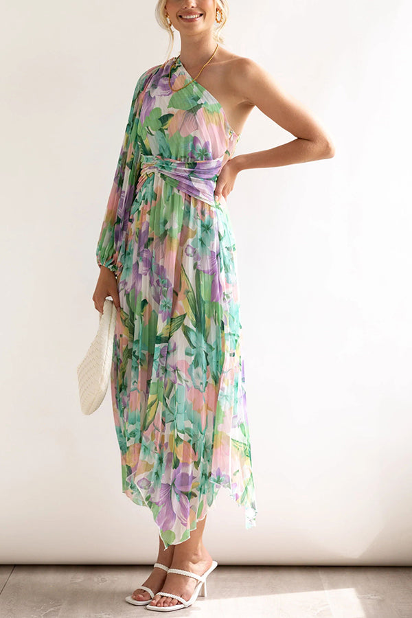 Stilla | Bloom Your Own Way One Shoulder Plisseret Midi Kjole