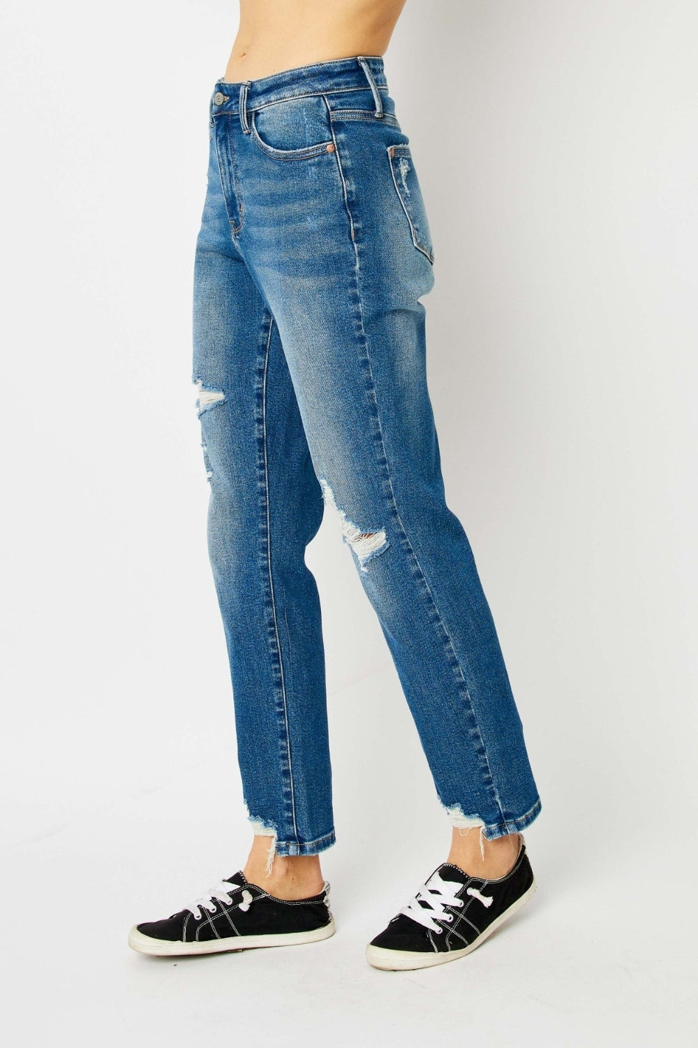 Stilla | Blue Full Size Queen Of Hearts Møntlomme BF Jeans