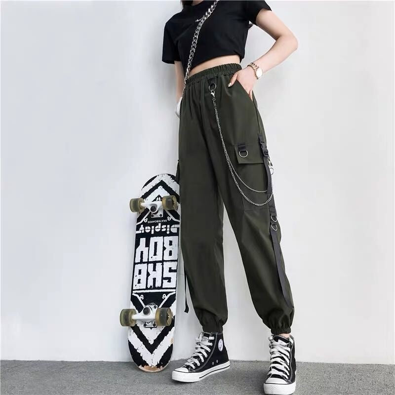 Stilla | Kvinders Punk Harem Cargo Joggers med Lommer