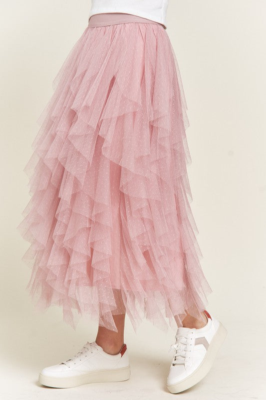 Stilla | Lagd Polka Dot Mesh Foret A-line Midi Nederdel