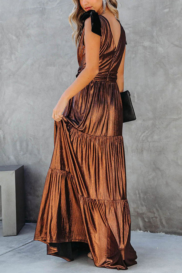 Stilla | Charming Days Velvet Skulderbånd Metalisk Maxi Kjole