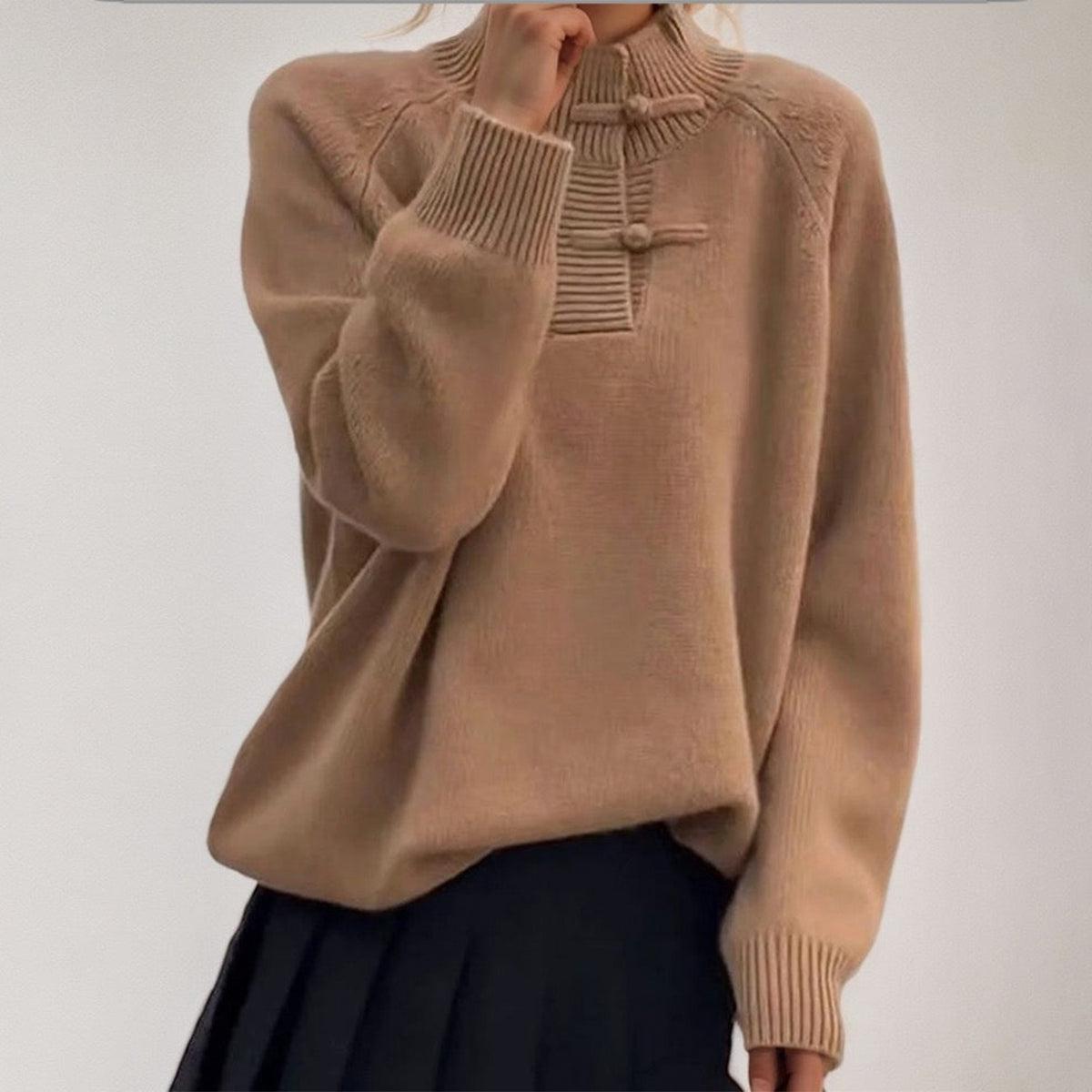 Stilla | Ensfarvet Brun Sweater Med Lange Ærmer