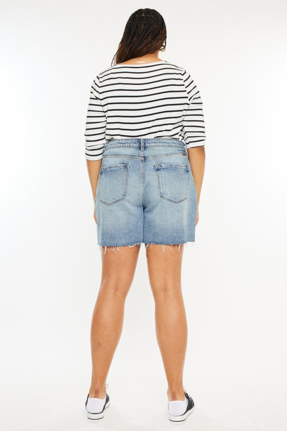Stilla | Full Size Raw Hem Høj Talje Denim Shorts