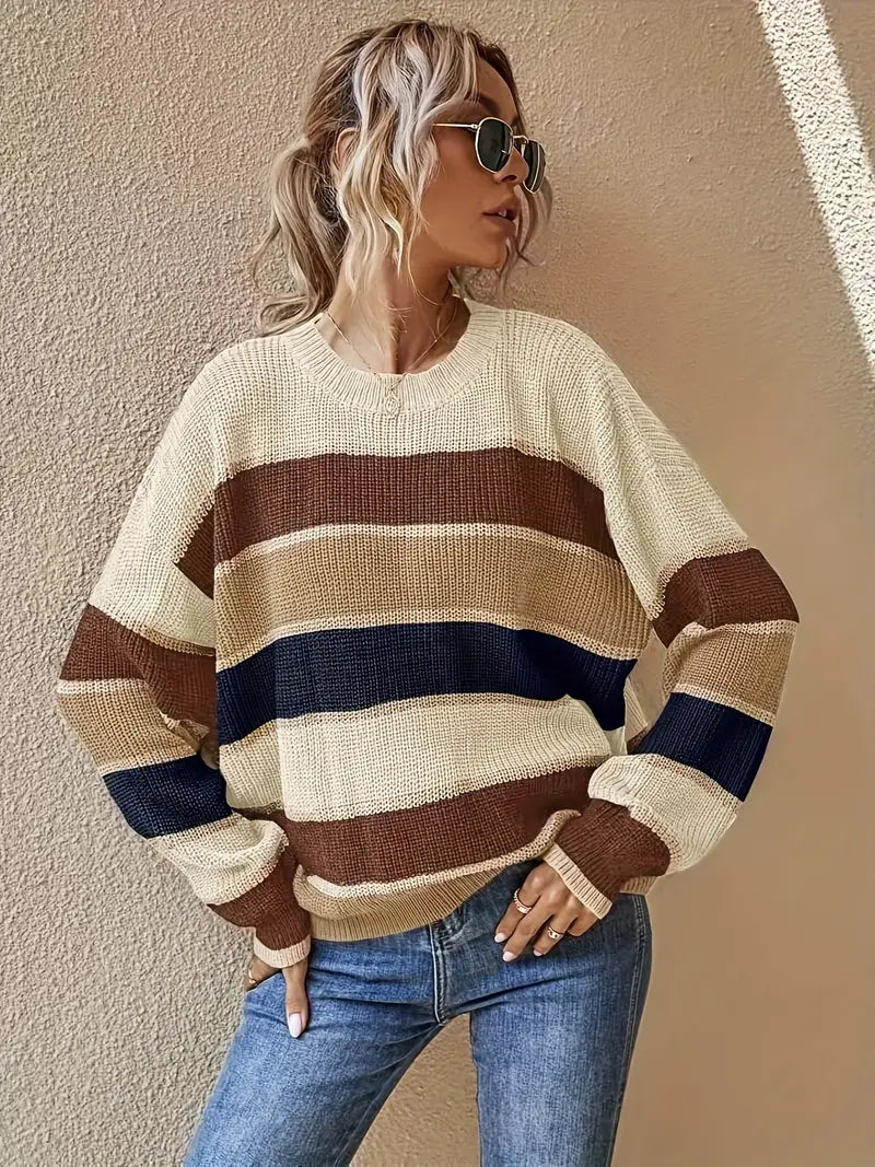 Stilla | Pullover med stribet strik