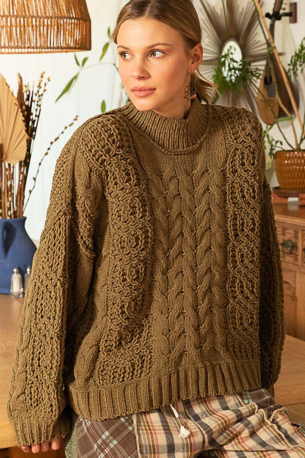Stilla | Mock Neck Kabelstrik Sweater