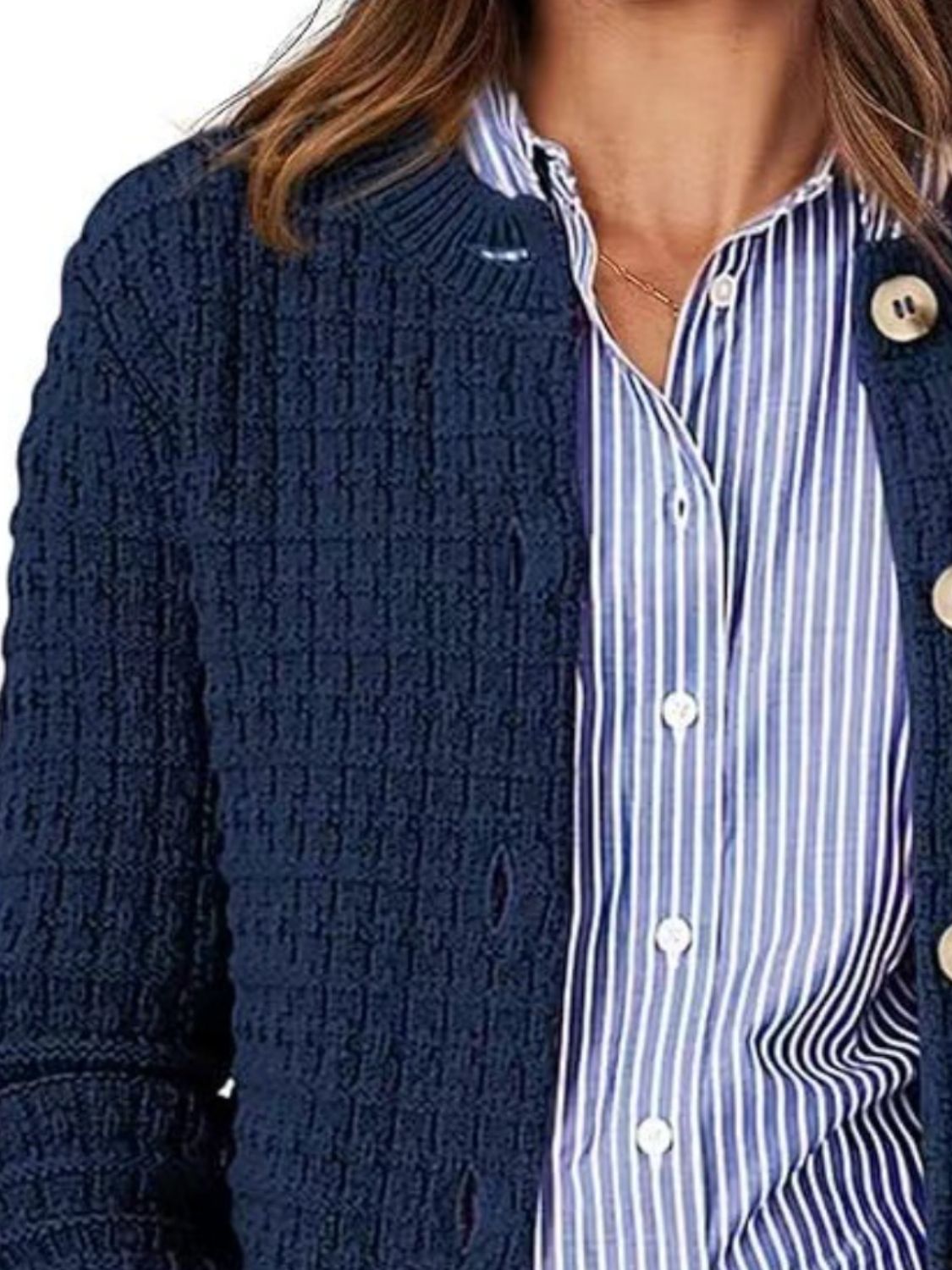 Stilla | Op Rund Hals Lange Ærmer Cardigan