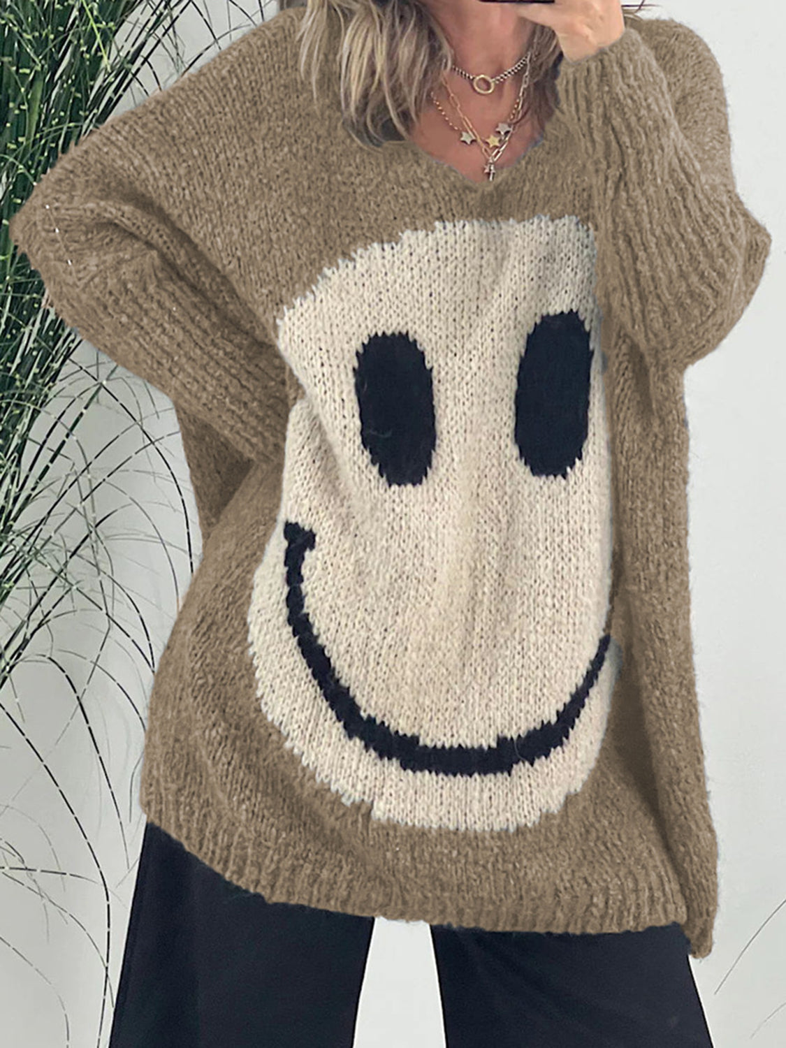 Stilla | Face V-Hals Lange Ærmer Sweater