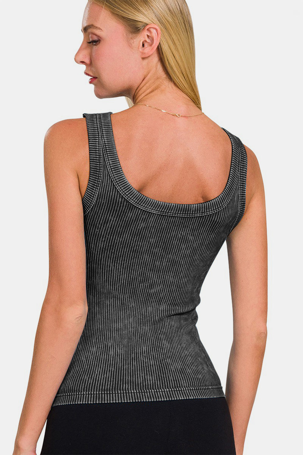 Stilla | 2 Way Udringet Vasket Ribbet Cropped Tank