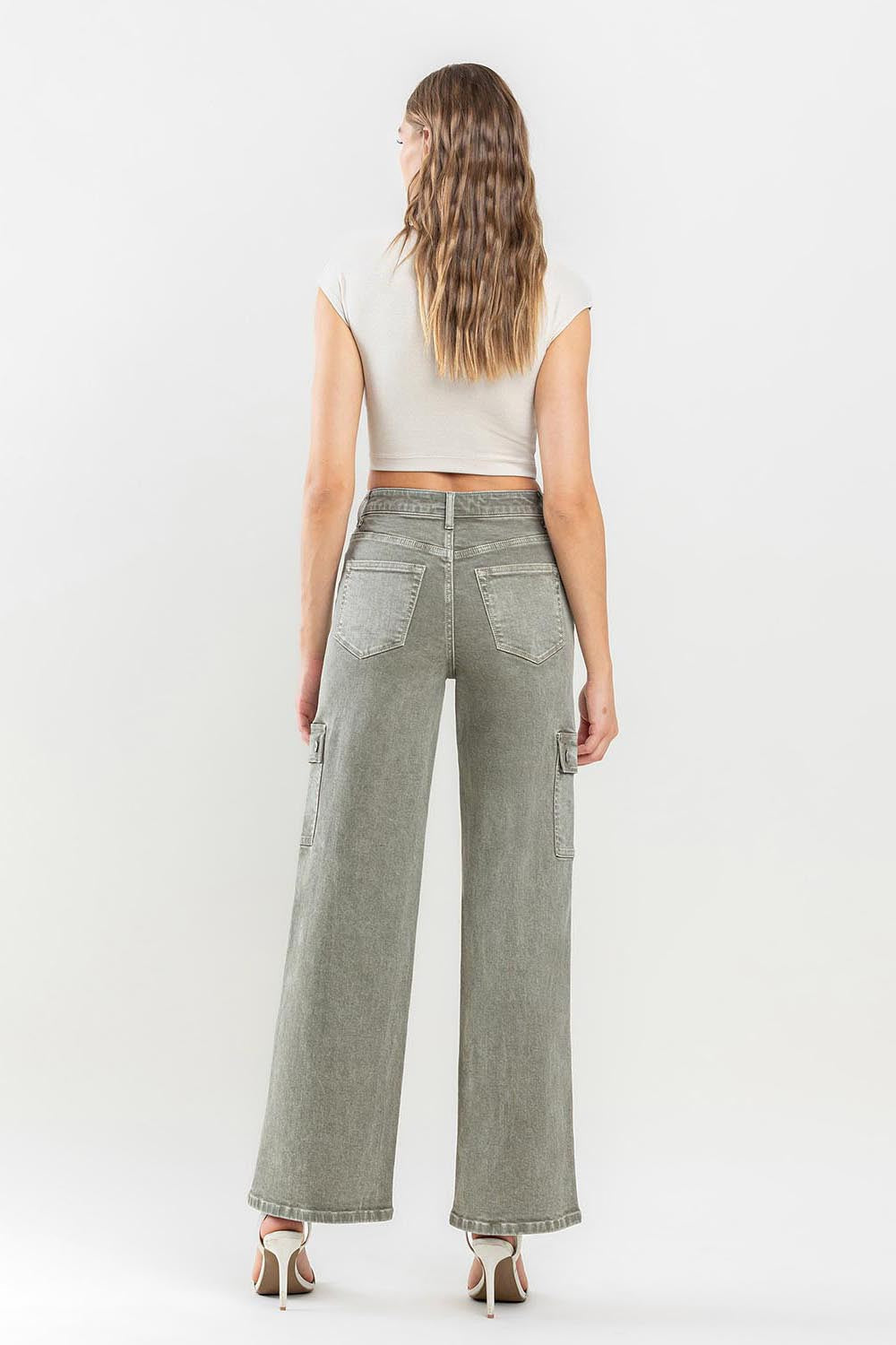 Stilla | by Flying Monkey 90'ernes Super High Rise Cargo Jeans