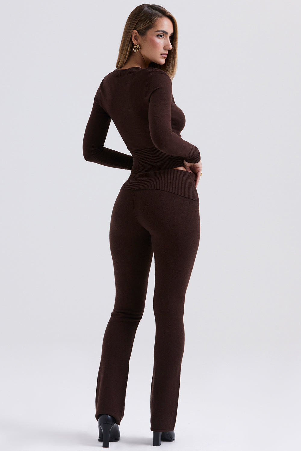 Stilla | Top Med Rund Hals Og Bukser Chokolade Cashmere Blanding
