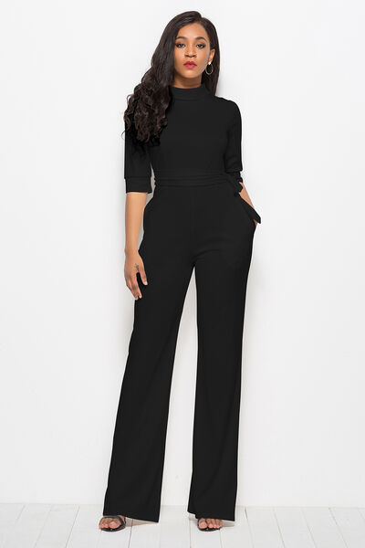 Stilla | Neck Tie-livvidde Halv Ærme Jumpsuit