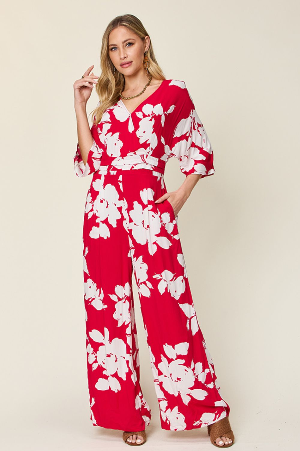 Stilla | Tag Full Size Trykt Bånd Bag Bred Ben Jumpsuit