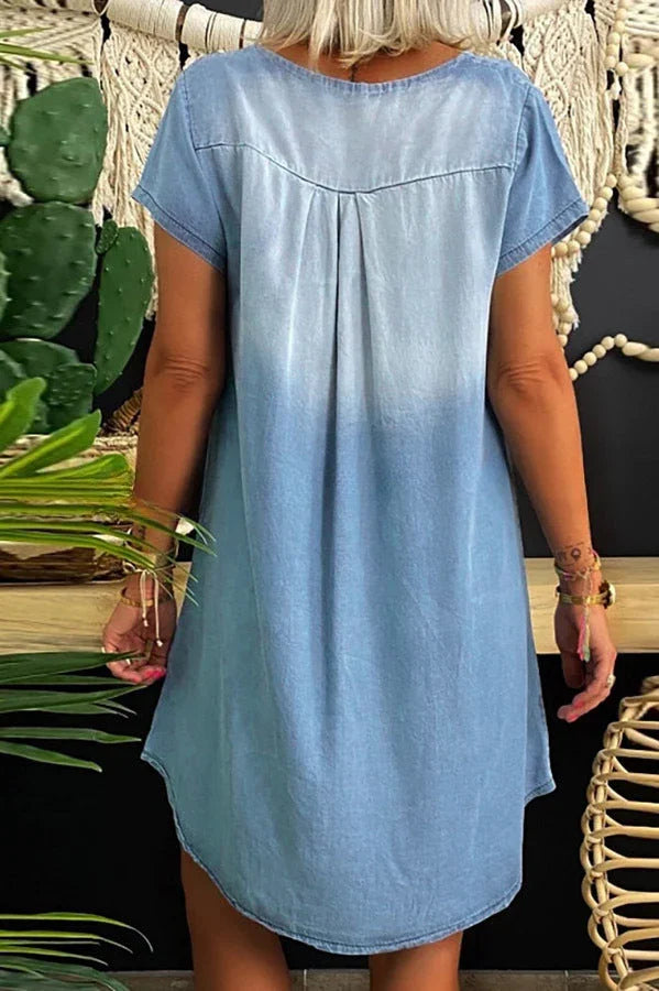 Stilla | Mini Jeans Kjole Med Korte Ærmer