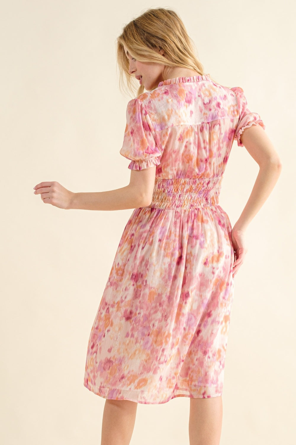 Stilla | the Why Full Size Smocked Waist Printed Midi Dress