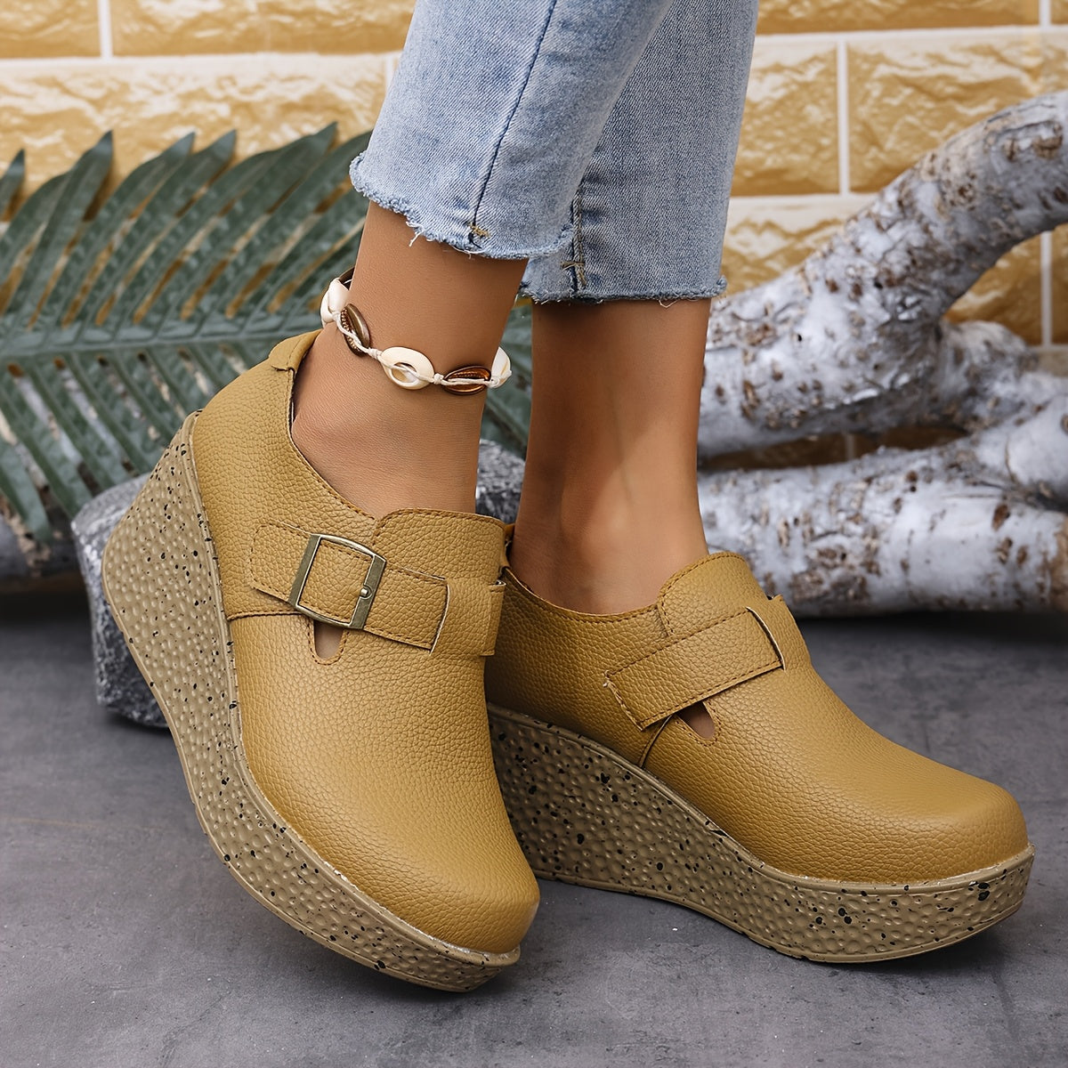 Stilla | Overdimensionerede Kilehælsandaler Komfortable Platform Sandals Med Spænde