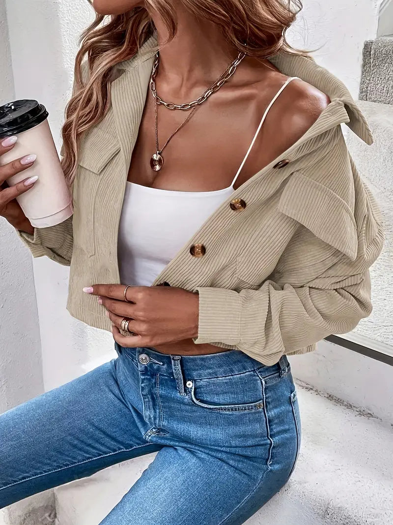 Stilla | Cropped Jakke Med Dråbeformede Skuldre Stasia
