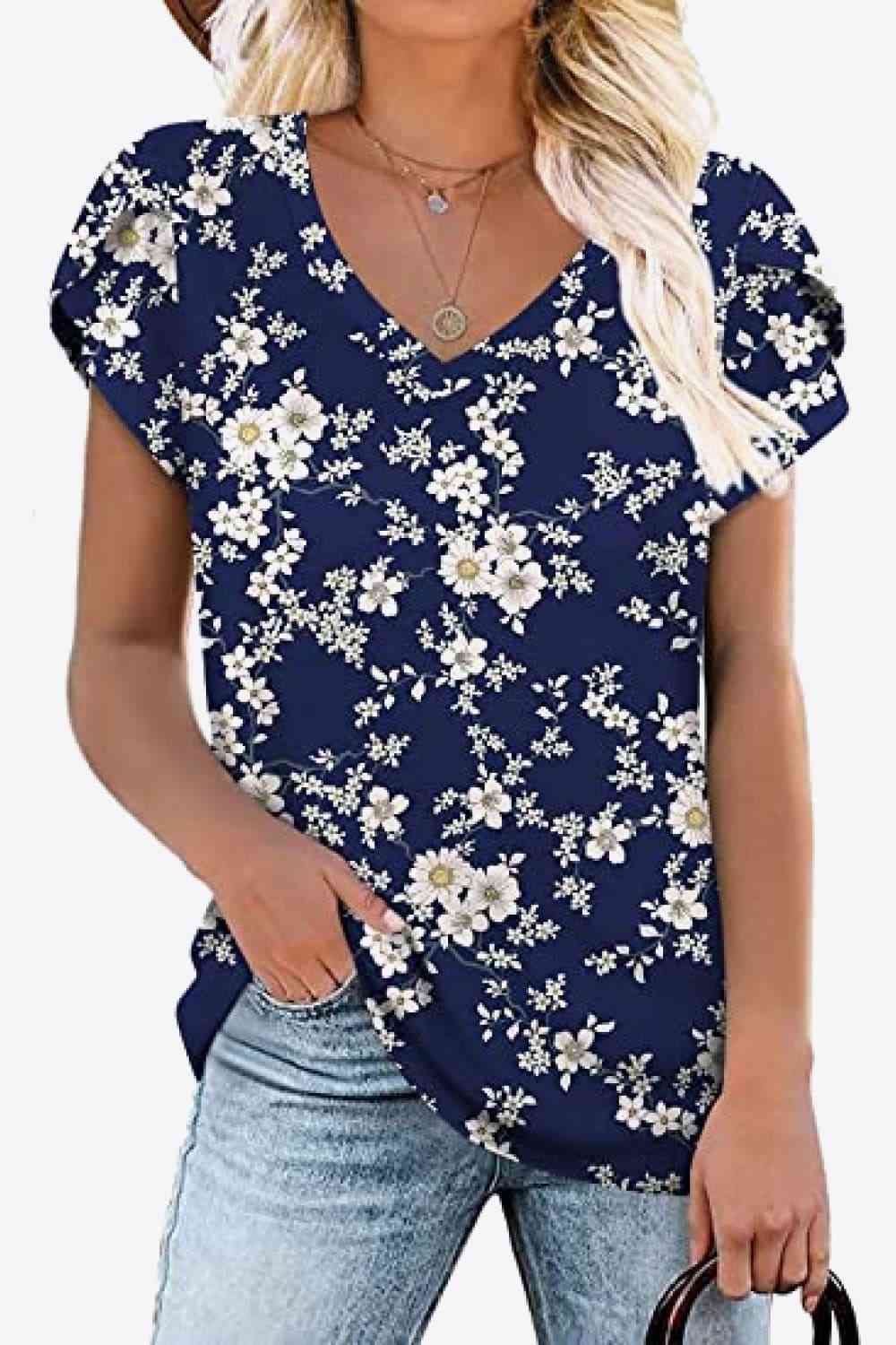 Stilla | Petal Sleeve V-hals Bluse