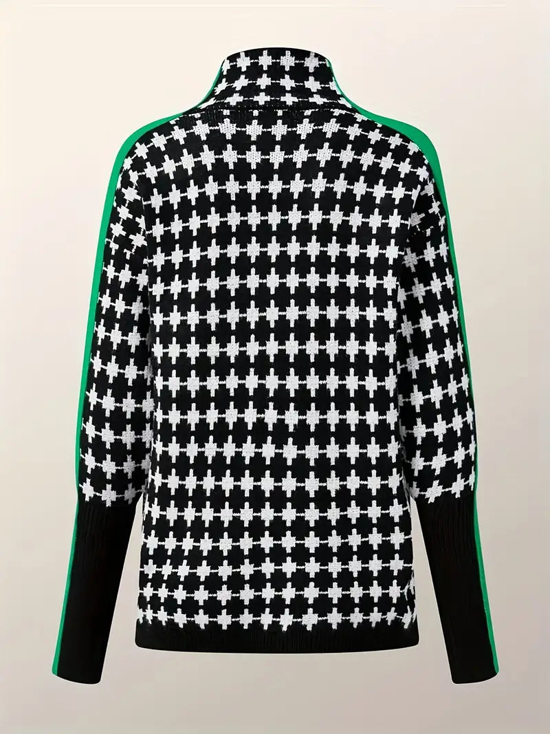 Stilla | Rullekravesweater med Mønster Over Det Hele