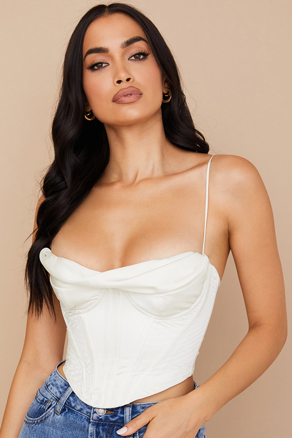 Stilla | Ivory Satin Draperet Korset