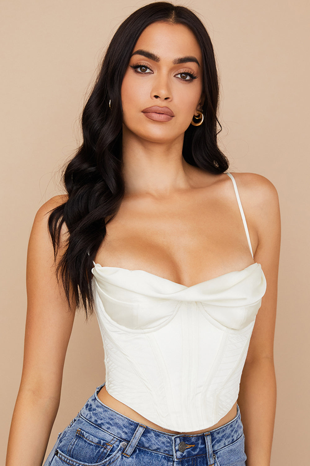 Stilla | Ivory Satin Draperet Korset