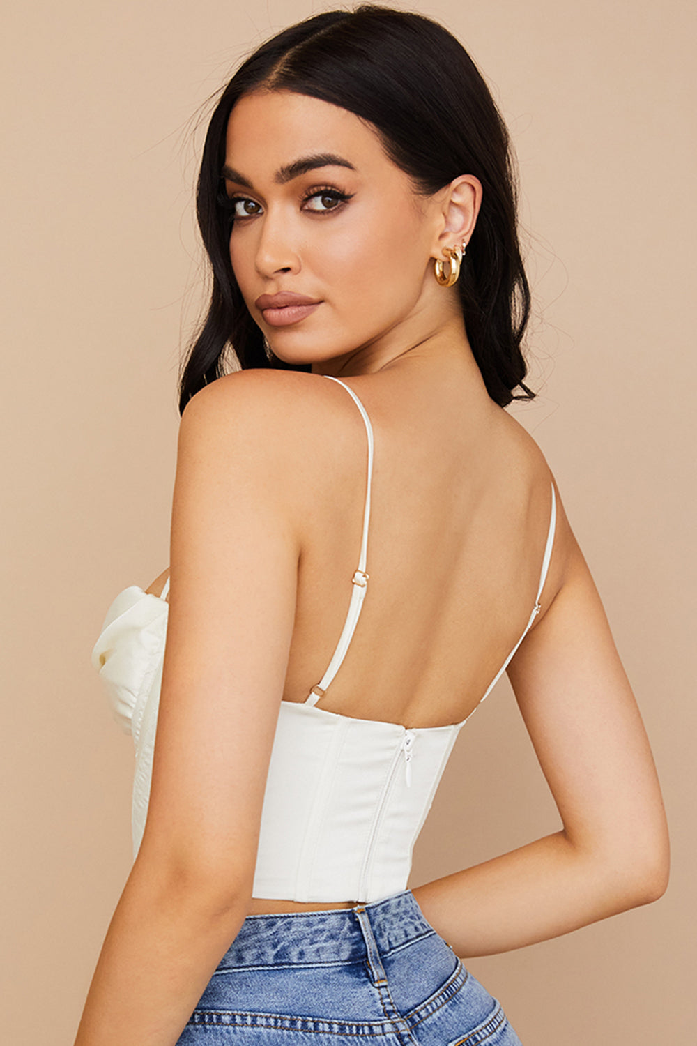 Stilla | Ivory Satin Draperet Korset