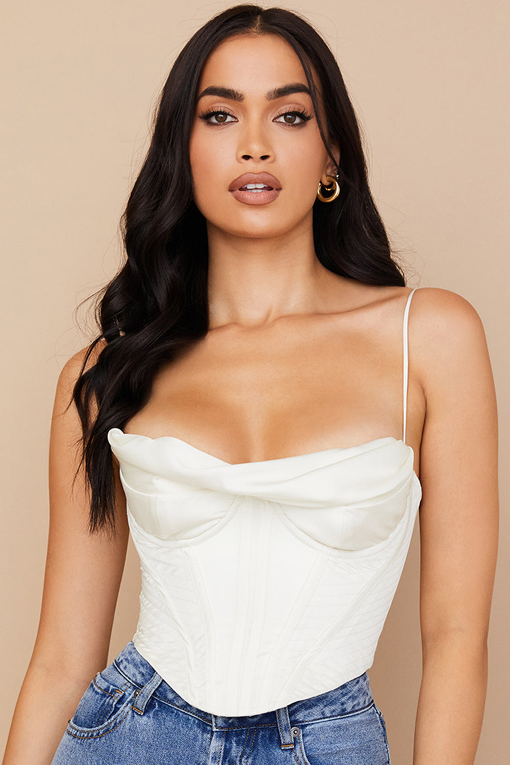 Stilla | Ivory Satin Draperet Korset