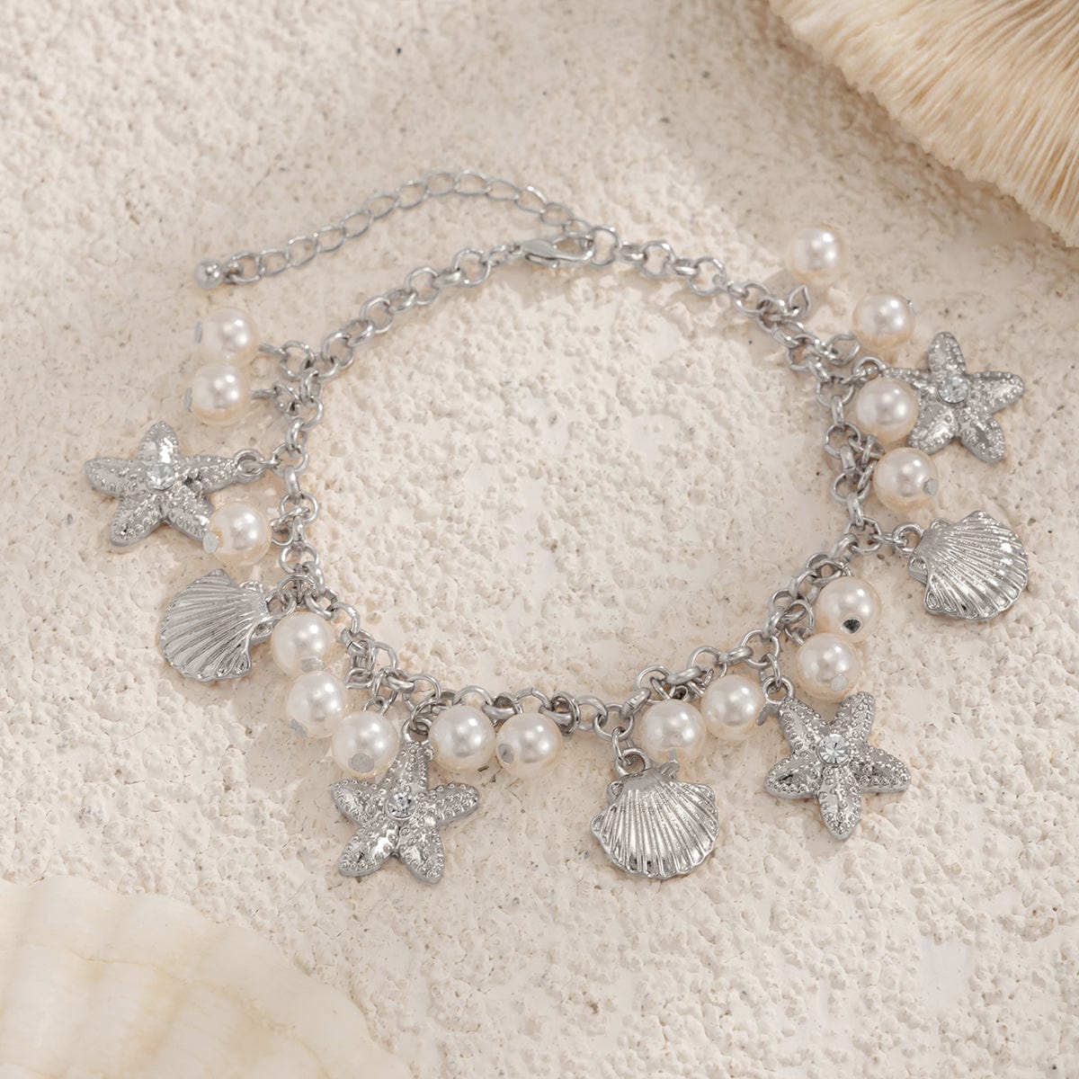 Strandstil Perleskald Søstjerne Kvast Anklet
