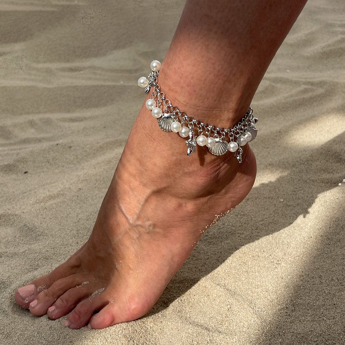 Strandstil Perleskald Søstjerne Kvast Anklet