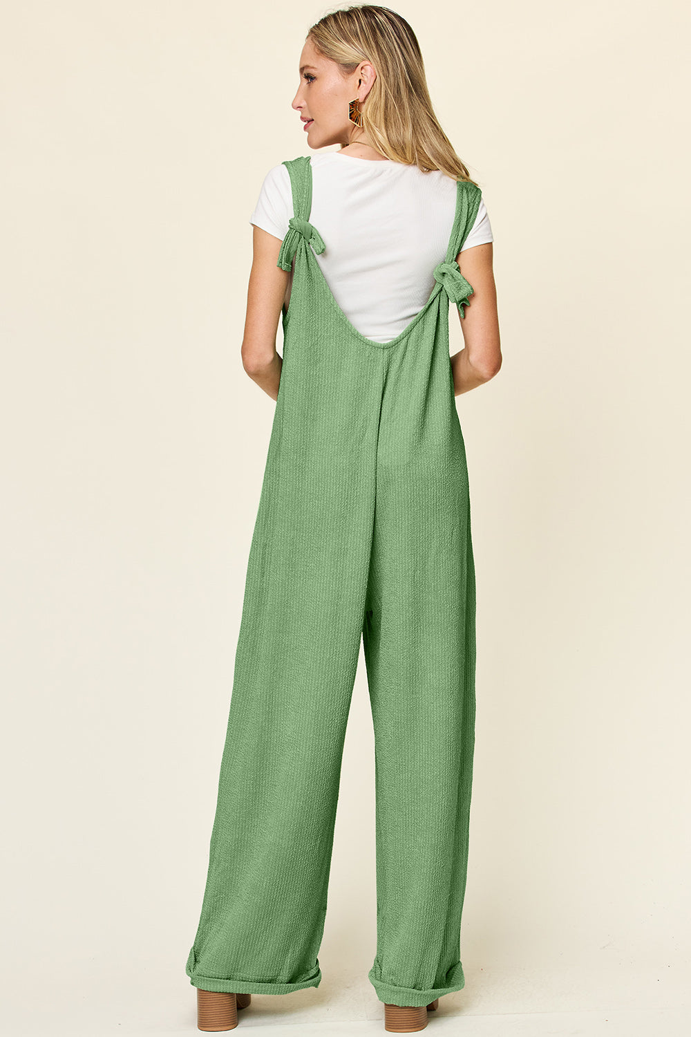 Stilla | Tag Fuld Størrelse Tekstur Uden Ærmer Bred Ben Jumpsuit