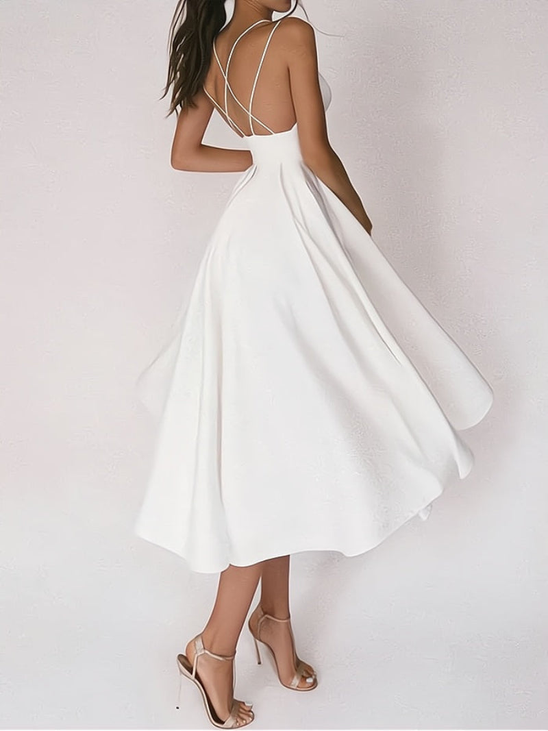 Stilla | Elegant Cinched Waist V-Hals Bryllupsgæst Kjole