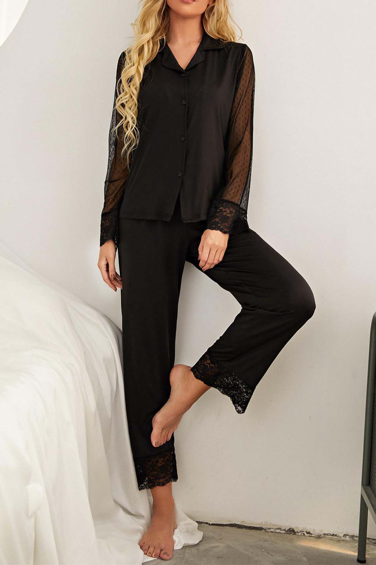 Stilla | Blonde og Net Langærmet Pyjamas Sæt