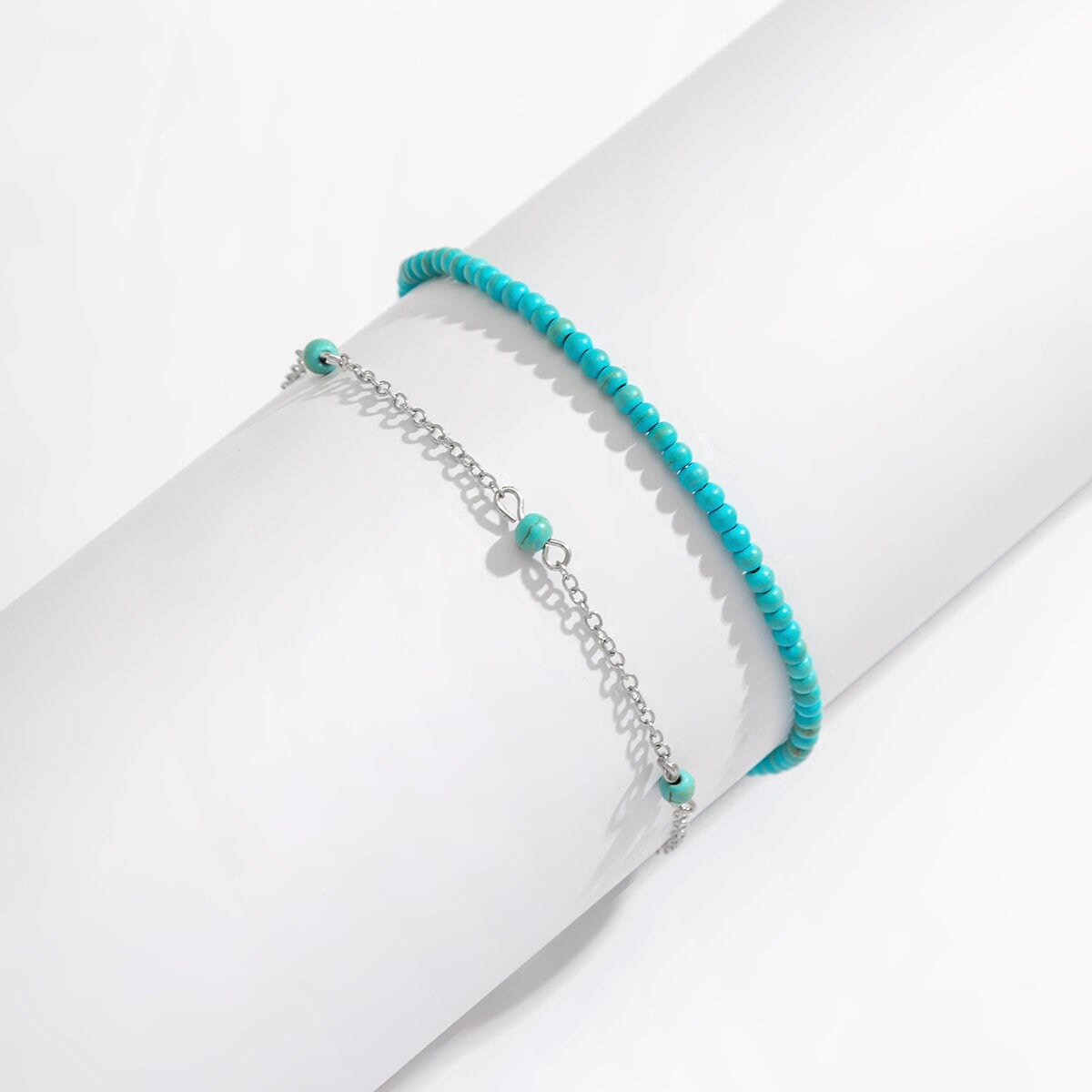 Bohemia Laget Frø Perle Turquoise Ankel Sæt
