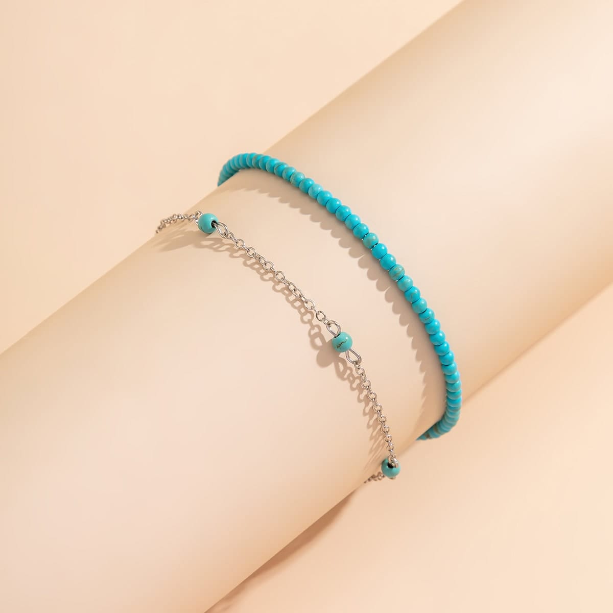 Bohemia Laget Frø Perle Turquoise Ankel Sæt