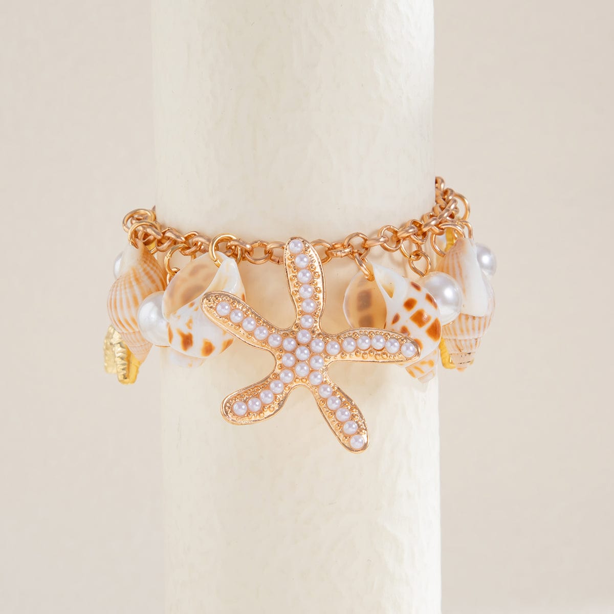 Boho Perle Indlagt Søstjerne Conch Fryns Anklet