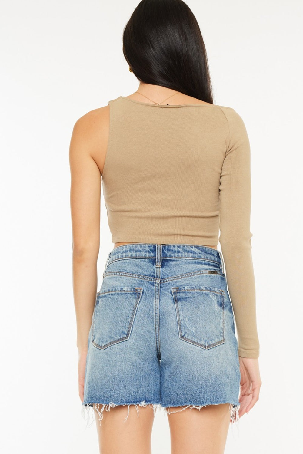 Stilla | Full Size Raw Hem Høj Talje Denim Shorts