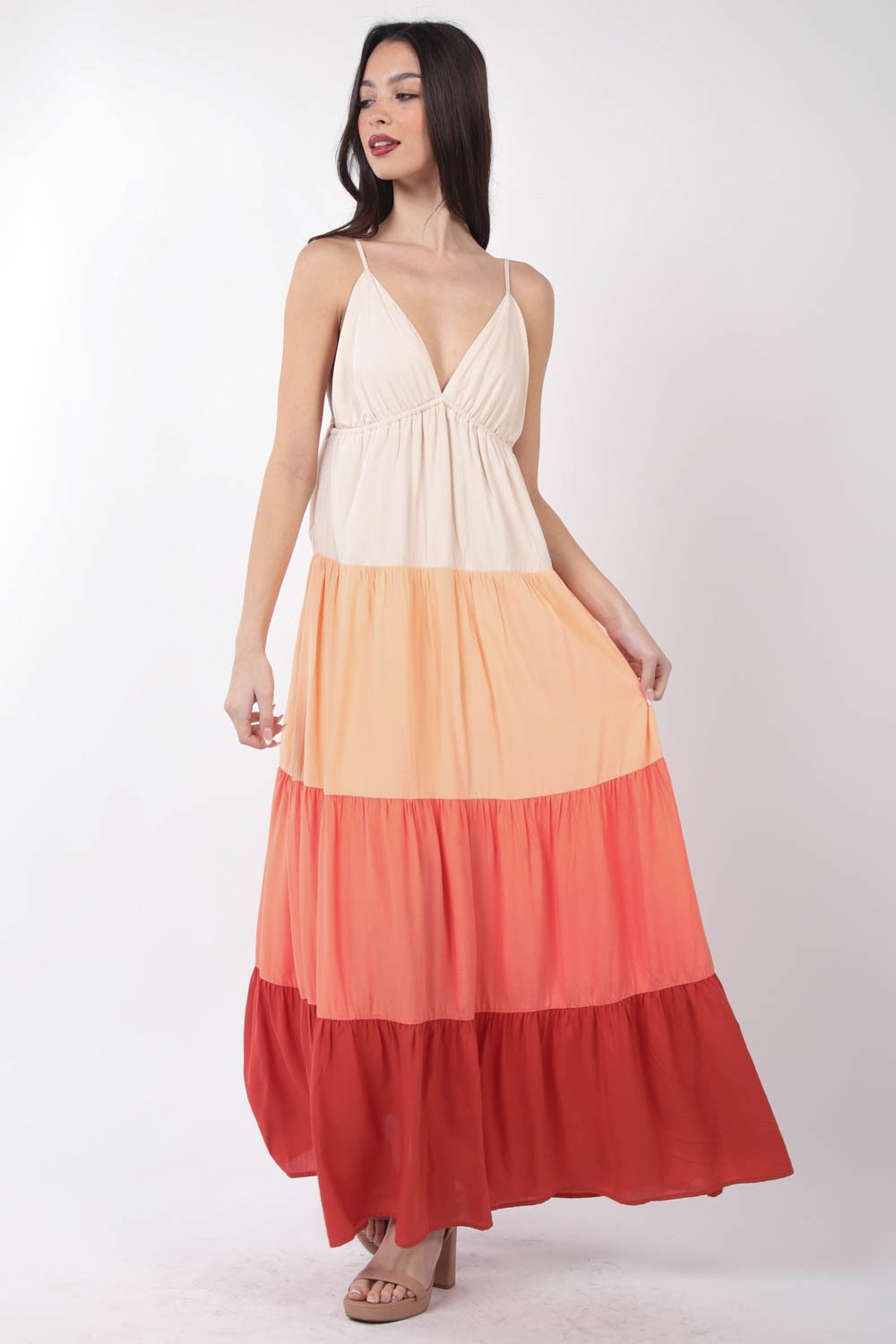 Stilla | J Farveblok Tiered Maxi Cami Kjole